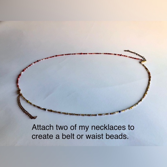 Handmade Beaded Jewelry Necklace Choker Bracelet Anklet Multicolor Gold - Picture 5 of 5